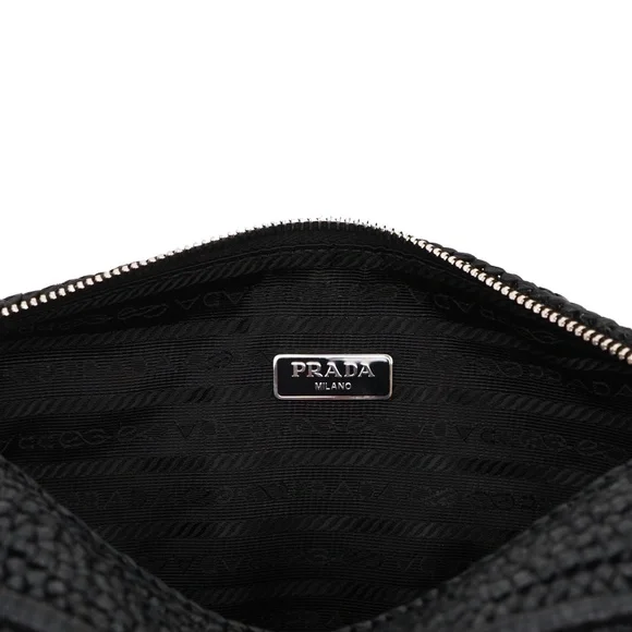 Prada Raffia Crochet Triangle Logo Crossbody 1BH190 New - Picture 8 of 8